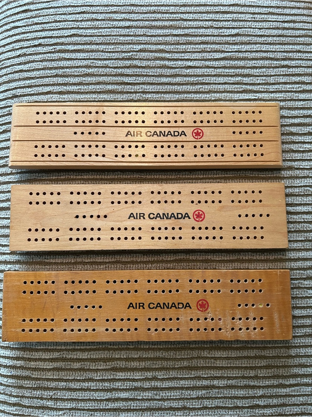 Air Canada First Class Wood Cribbage Boards with pegs